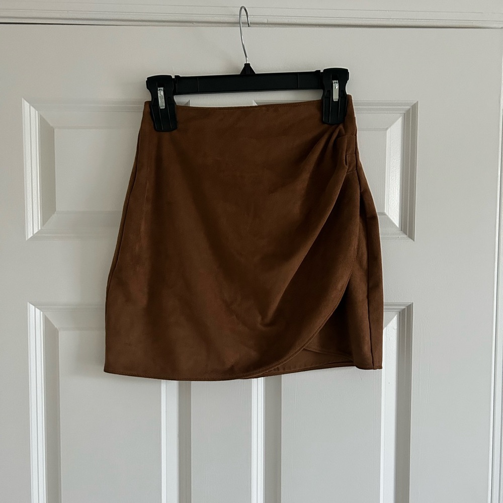 Abercrombie & Fitch Ruched Suede Mini Skirt